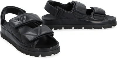 Shop Prada Leather Sandals In Black