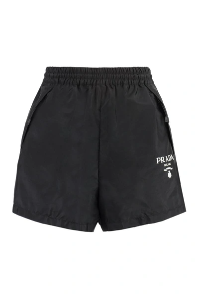 Shop Prada Nylon Shorts In Black