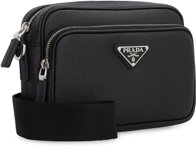 Shop Prada Saffiano Leather Shoulder Bag In Black