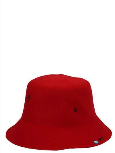 Shop Superduper 'freya'  X Laurent Jorubini Bucket Hat In Red