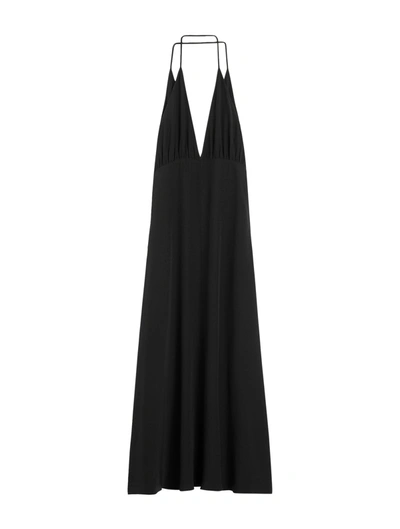 Shop Totême Double-halter Silk Dress Black