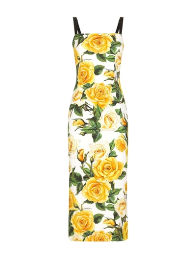Shop Dolce & Gabbana Midi Dress With Print In Multicolour
