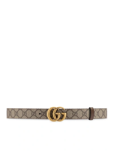 Shop Gucci Reversible Gg Marmont Belt In Nude & Neutrals