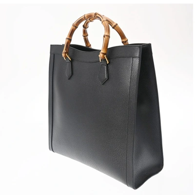 Shop Gucci Diana Black Leather Tote Bag ()