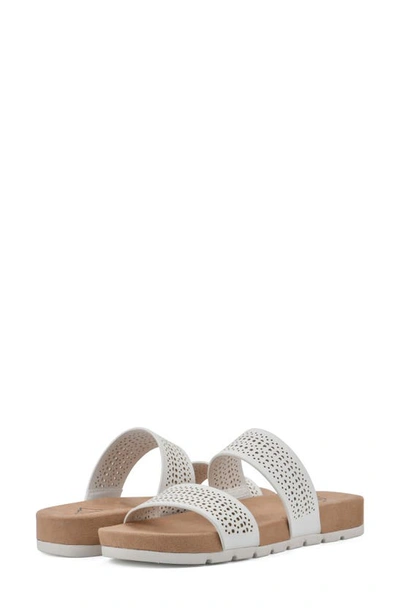 Cliffs By White Mountain Thrilled Laser Cut Sandal In White/ Burnished/ Smooth