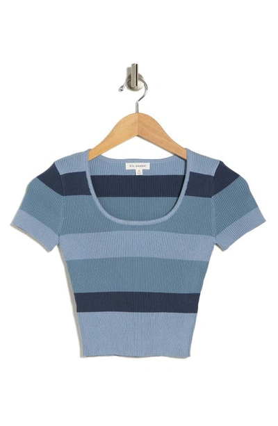 Shop Blu Pepper Stripe Knit Crop Top In Blue