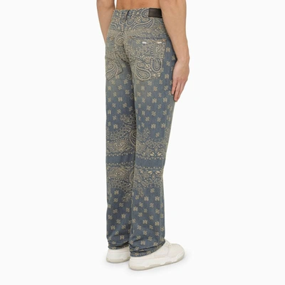 Shop Amiri Regular Jeans With Denim Bandana Motif In Blue