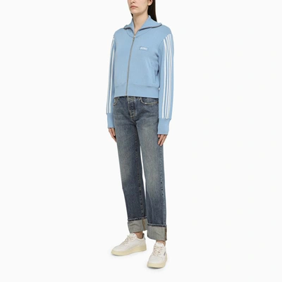 Shop Autry Light Blue/white Blend Zip Sweatshirt
