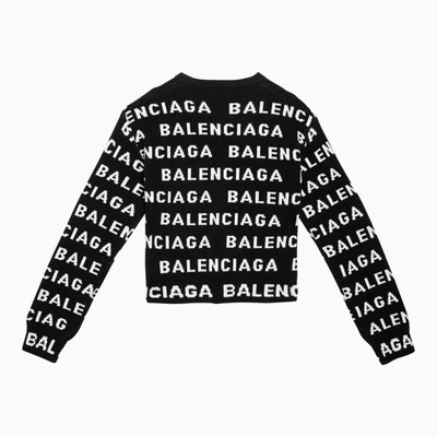 Shop Balenciaga Black/white All-over Logo Sweater