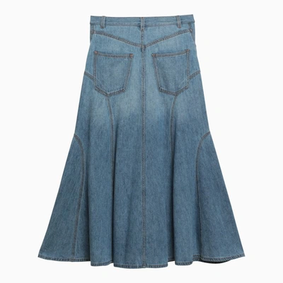 Shop Chloé Foggy Denim Midi Skirt In Blue