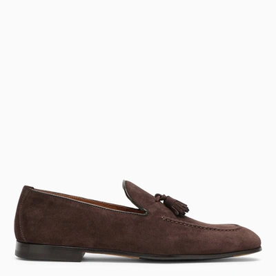 Shop Doucal's Suede Moccasin With Tassels In Brown