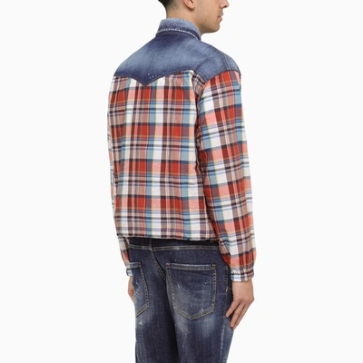 Shop Dsquared2 Checked Shirt With Denim Details In Multicolor