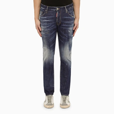 Shop Dsquared2 Denim Jeans Dark Toppa Wash Skater In Blue
