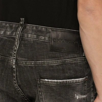 Shop Dsquared2 Washed Jeans With Denim Wears In Black