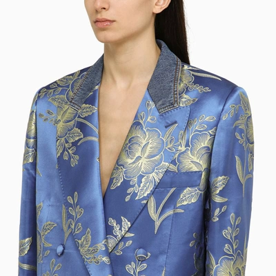 Shop Etro Jacquard Double-breasted Jacket With Floral Pattern In Multicolor