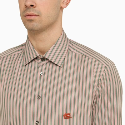 Shop Etro Pink/green Striped Shirt