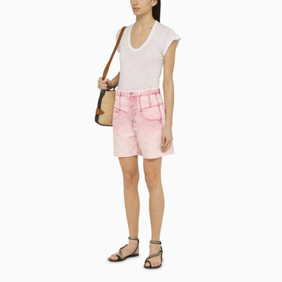 Shop Isabel Marant Light Denim Shorts In Pink