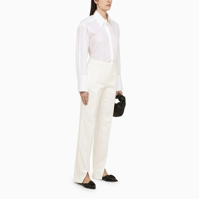 Jil Sander White Cotton Trousers With Slits In White