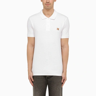 Shop Maison Kitsuné Polo Shirt With Logo Patch In White