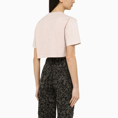 Shop Off-white ™ Cropped T-shirt With Logo In Pink