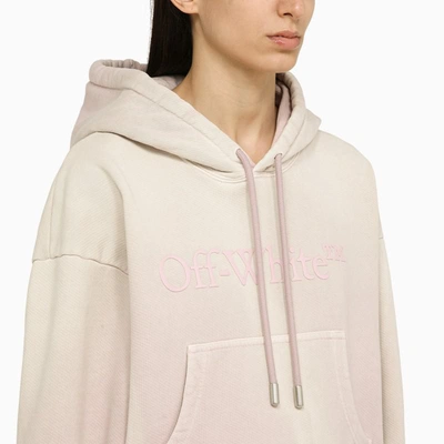 Off-white Maxi Hoodie Laundry With Logo And Patch Pocket In Pink
