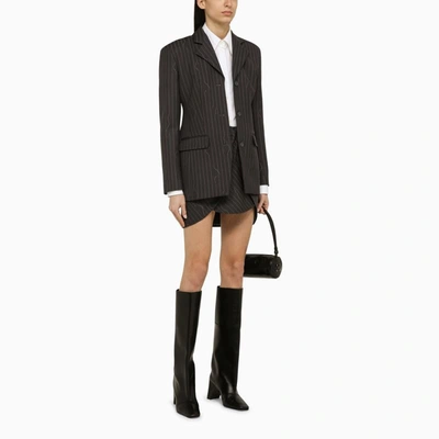 Off-white Grey Single-breasted Pinstripe Jacket In Wool Blend In Grey