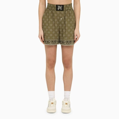 Shop Palm Angels Boxer Shorts With Military Print In Green