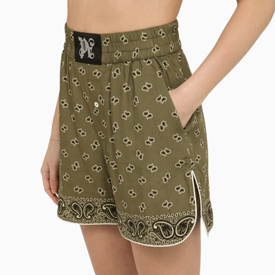 Shop Palm Angels Boxer Shorts With Military Print In Green