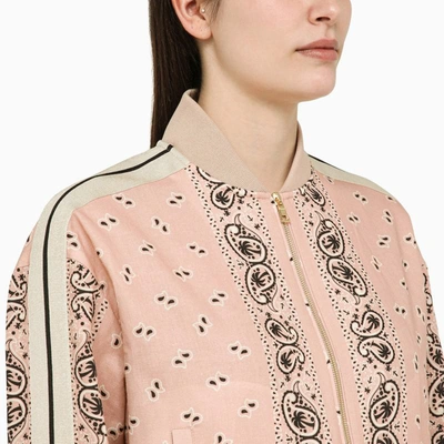 Shop Palm Angels Pink/white Blend Print Bomber Jacket