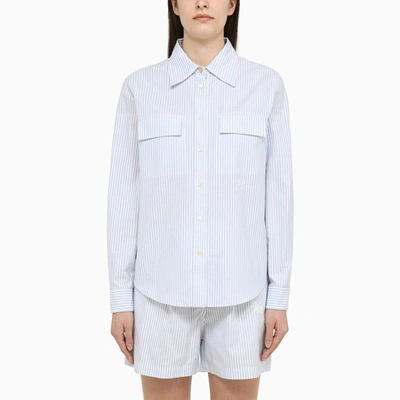 Shop Palm Angels White/blue Striped Shirt