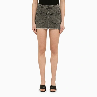 Shop The Mannei Malmo Denim Mini Skirt Inside Out In Grey