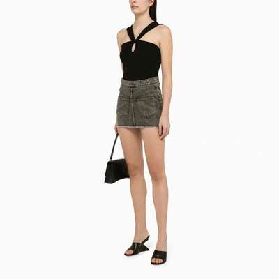 Shop The Mannei Malmo Denim Mini Skirt Inside Out In Grey