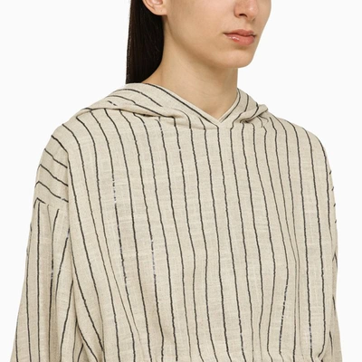 Shop The Mannei Sunne Striped Cropped Sweatshirt In Blend In Beige