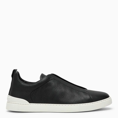 Shop Zegna Navy Triple Stitch Sneakers In Blue