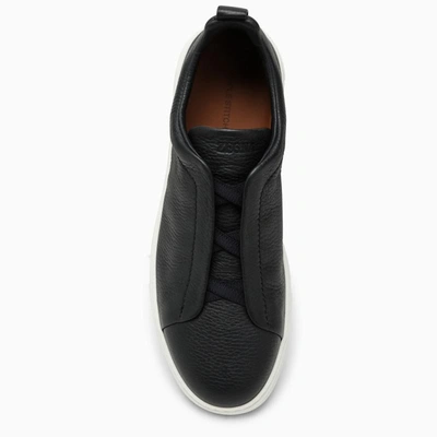 Shop Zegna Navy Triple Stitch Sneakers In Blue