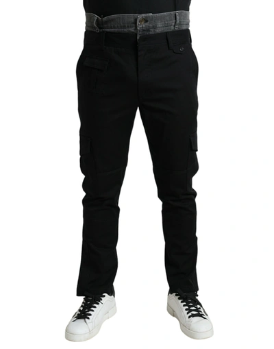 Shop Dolce & Gabbana Black Gray Slim Cotton Denim Jeans Pants