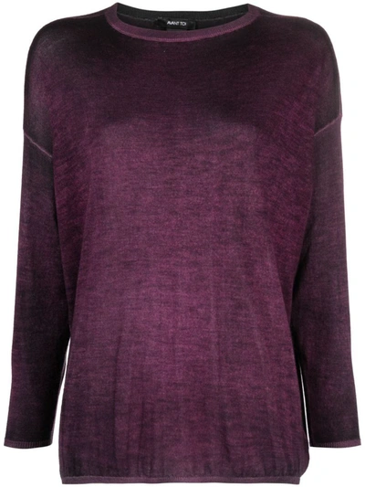 Shop Avant Toi Boat Neck Off Gauge Pullover Clothing In Pink & Purple