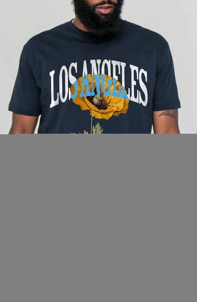 Shop Kid Dangerous Los Angeles Poppy Graphic T-shirt In Navy