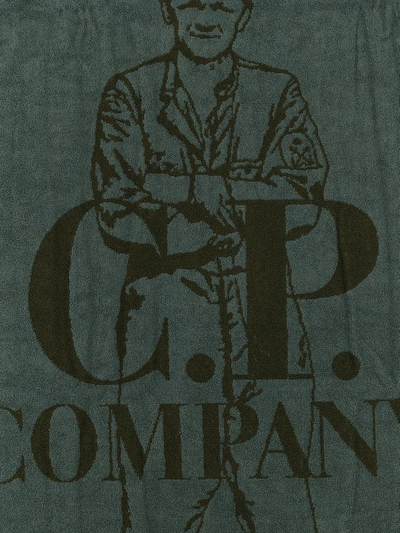 Shop C.p. Company Logo Beach Towel In Green