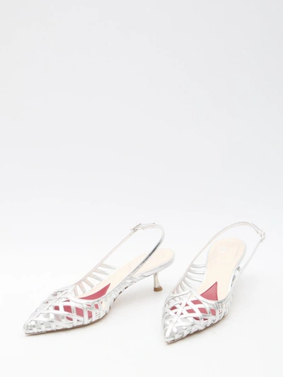 Roger Vivier I Love Vivier Multistrap Slingback Pumps In Leather In Silver