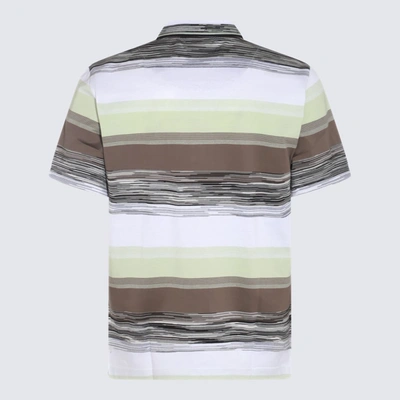 Shop Missoni White Cotton Polo Shirt In Dark Green Tones