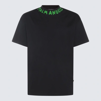 Shop Palm Angels Black And Green Cotton T-shirt