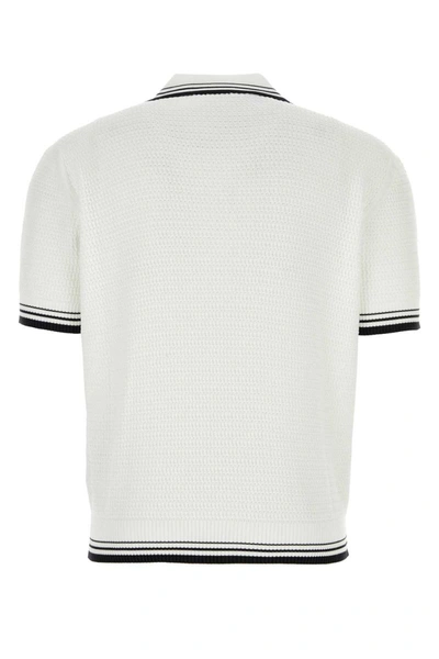 Shop Prada Polo Shirts In Bianco+nero