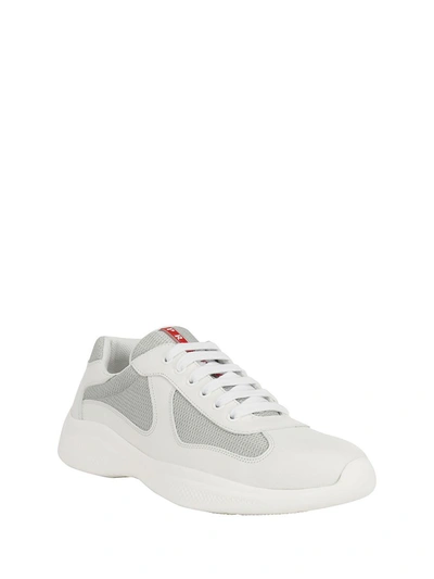 Shop Prada Sneakers In Bianco/argento