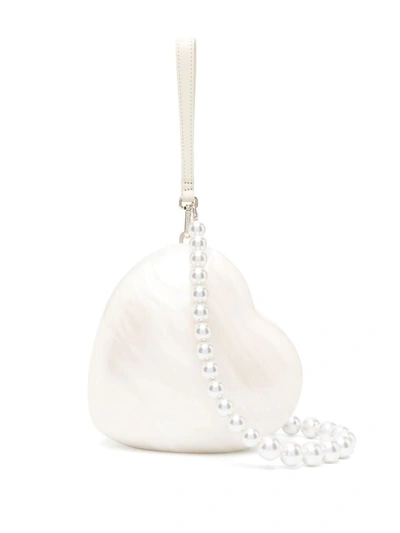 Shop Simone Rocha Medium Heart Bag With Pearl Crossbody Bags In White