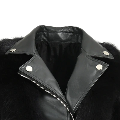 Wanan Touch Angry Leather And Fur Jacket In Camel