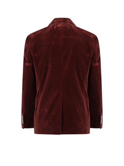 Shop Palm Angels Velvet Blazer With Metal Buttons