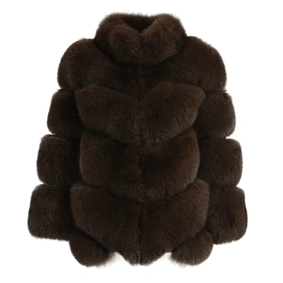 Wanan Touch Classic Black Fox Fur Jacket