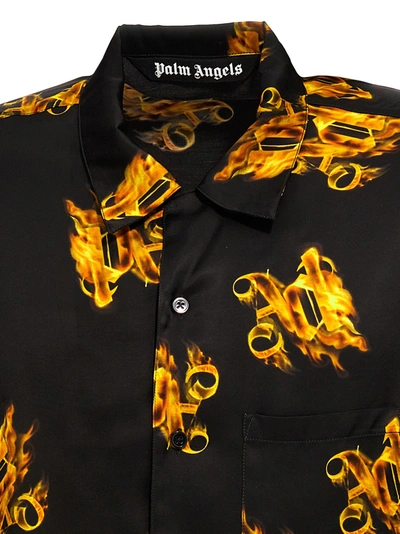 Shop Palm Angels Burning Monogram Shirt, Blouse Black