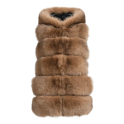 Wanan Touch Calere Camel Vest In Fox Fur